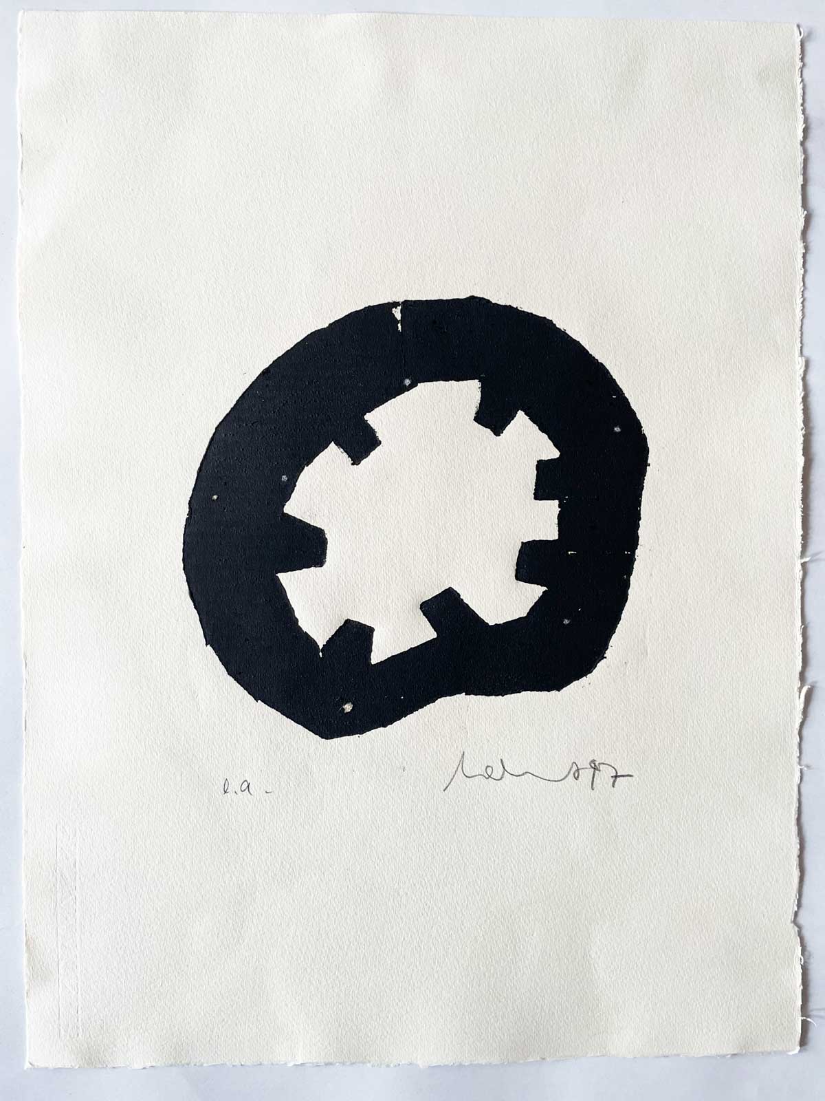 Florian Mehnert, Aus einer Form, woodcut, 1997
