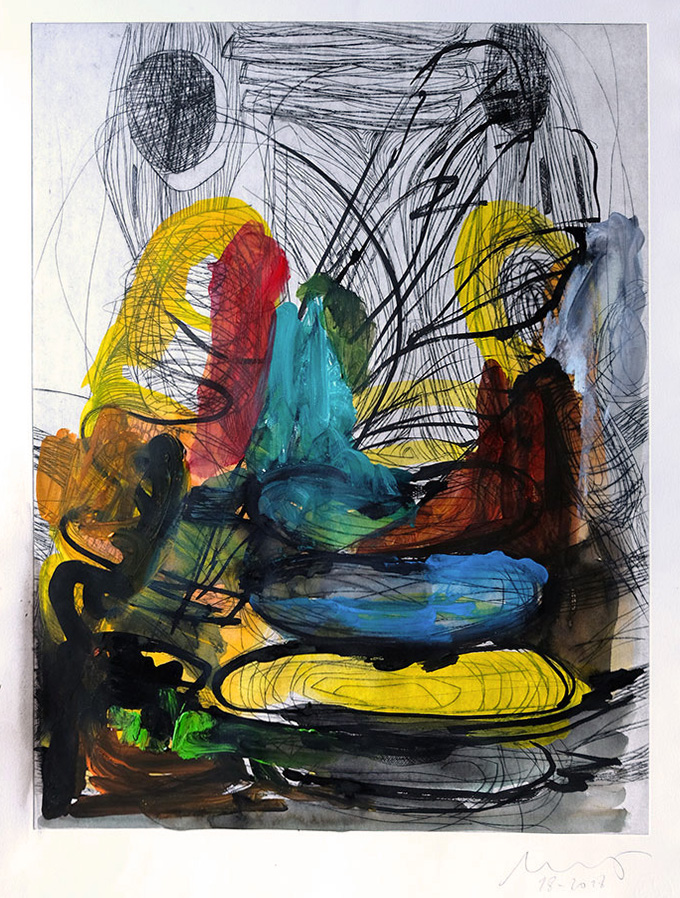 Overpainted etching by Florian Mehnert