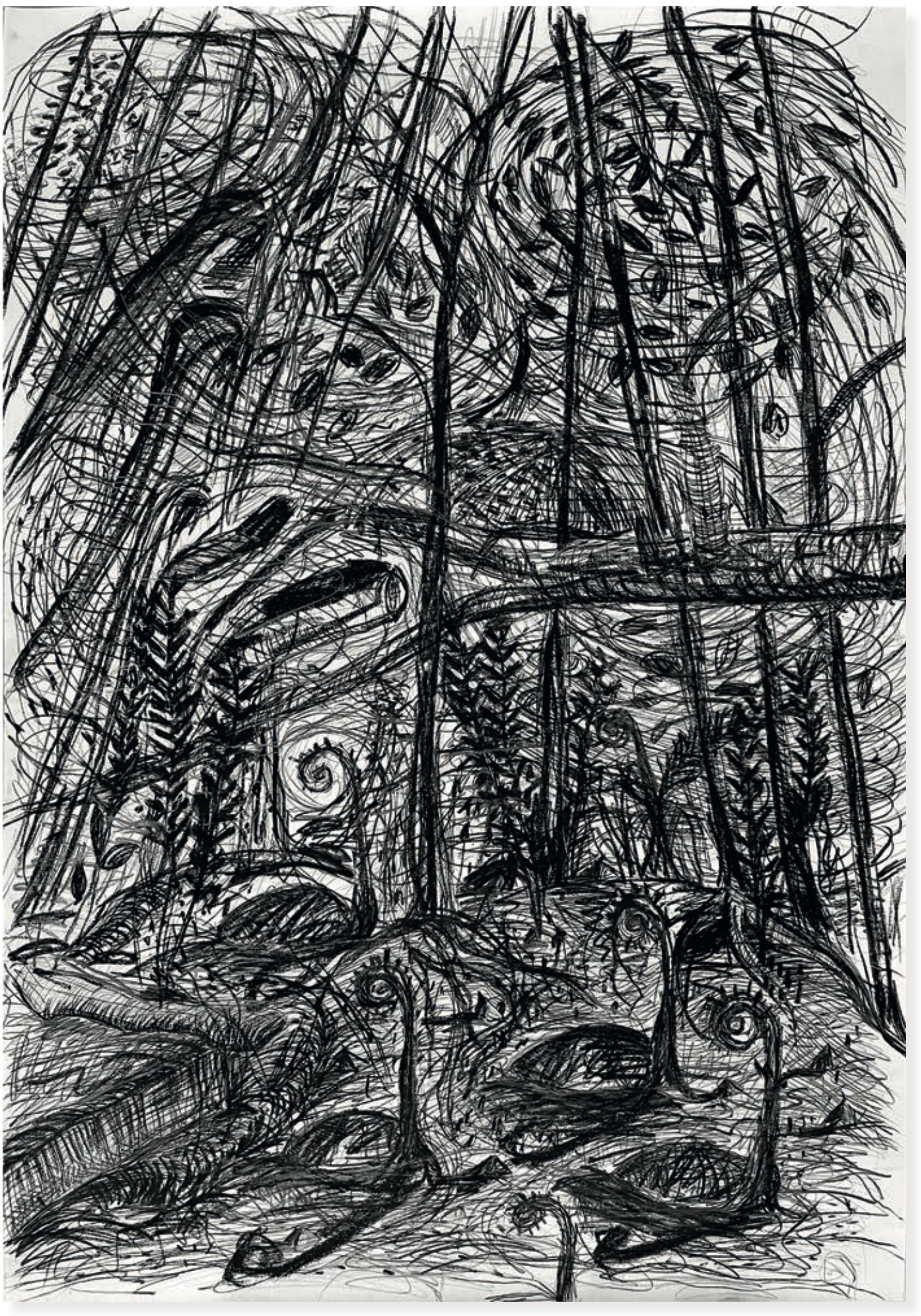 Florian Mehnert, Wood Systems, 2025, charcoal on paper